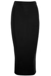 High Waisted Black Slinky Midaxi Pencil Skirt - bejealous-com