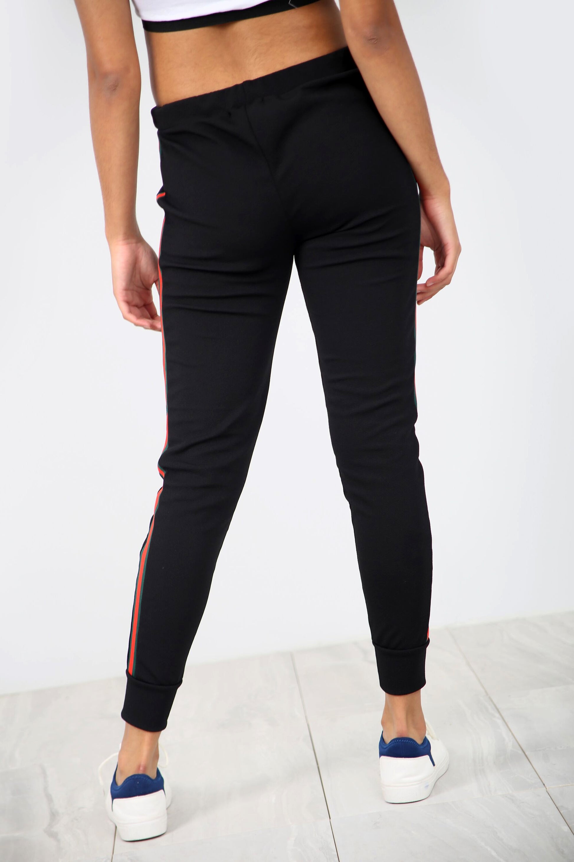 High Waist Side Stripe Narrow Leg Trousers - bejealous-com