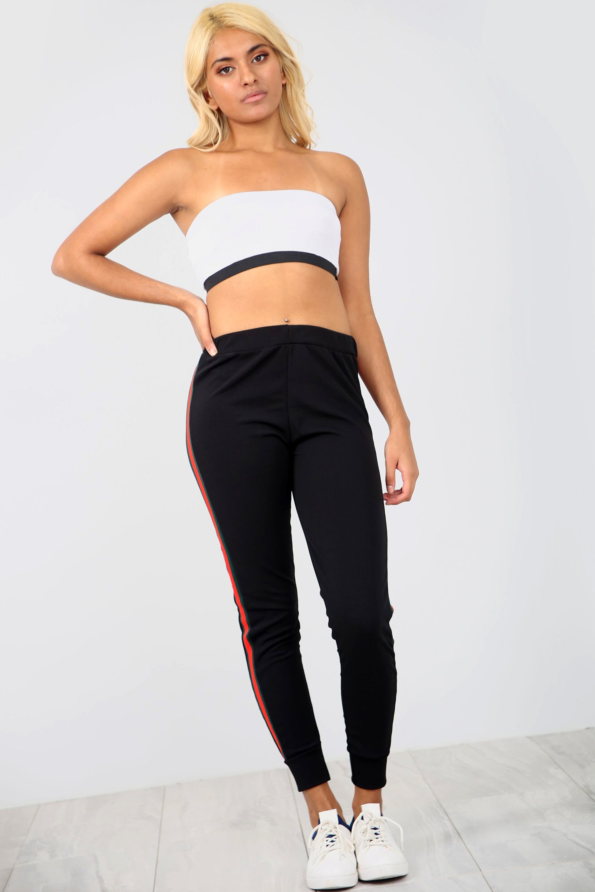 High Waist Side Stripe Narrow Leg Trousers - bejealous-com