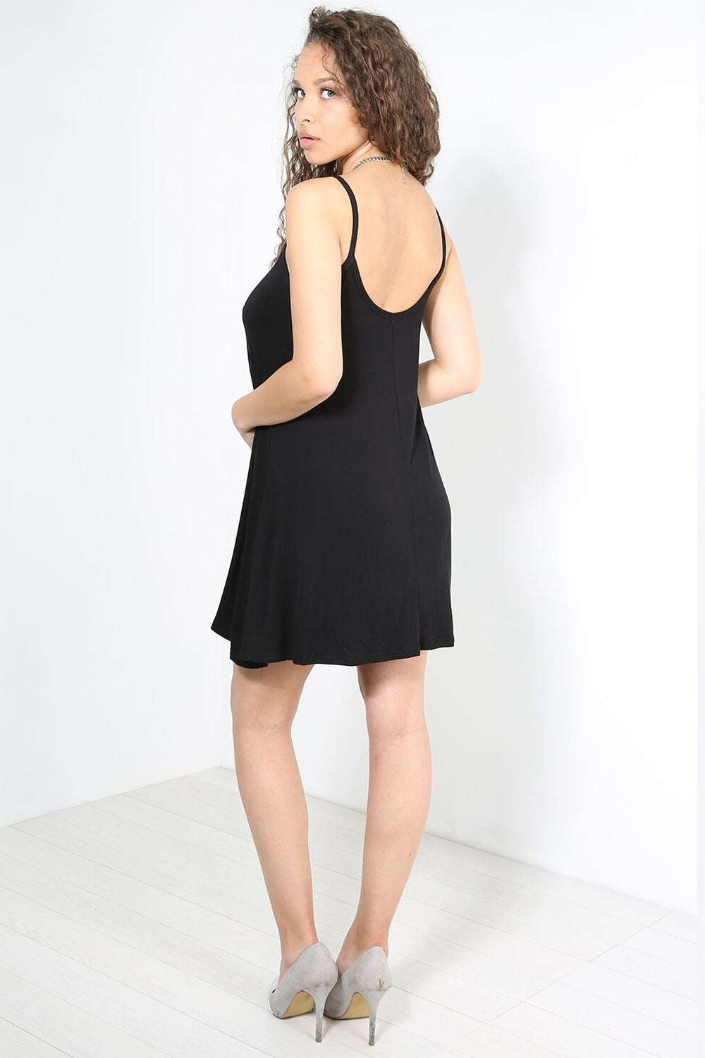 Strappy Basic Jersey White Mini Swing Dress - bejealous-com
