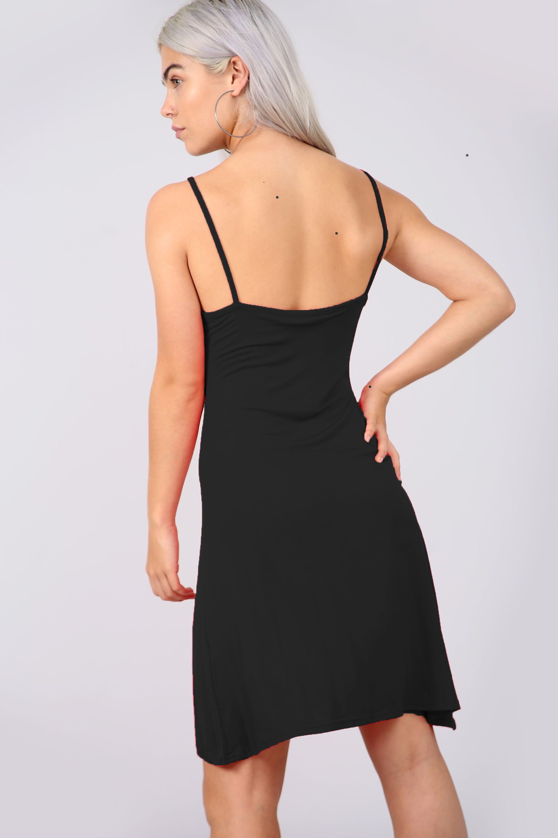 Strappy Basic Jersey Mini Swing Dress in White - bejealous-com