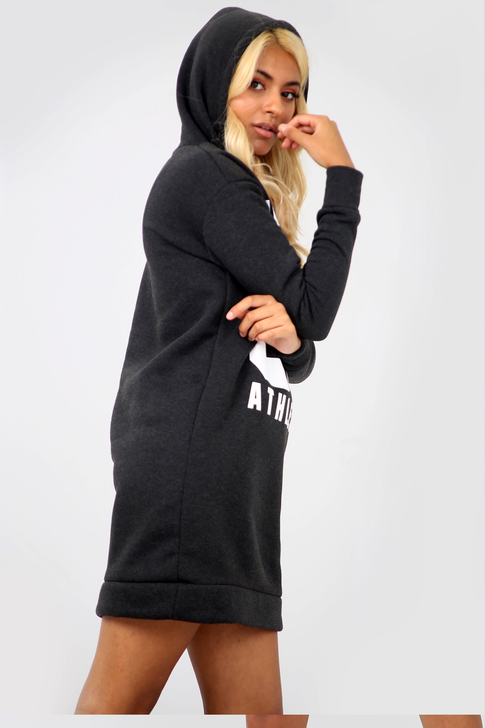 Long Sleeve New York Slogan Print Sweatshirt Dress - bejealous-com