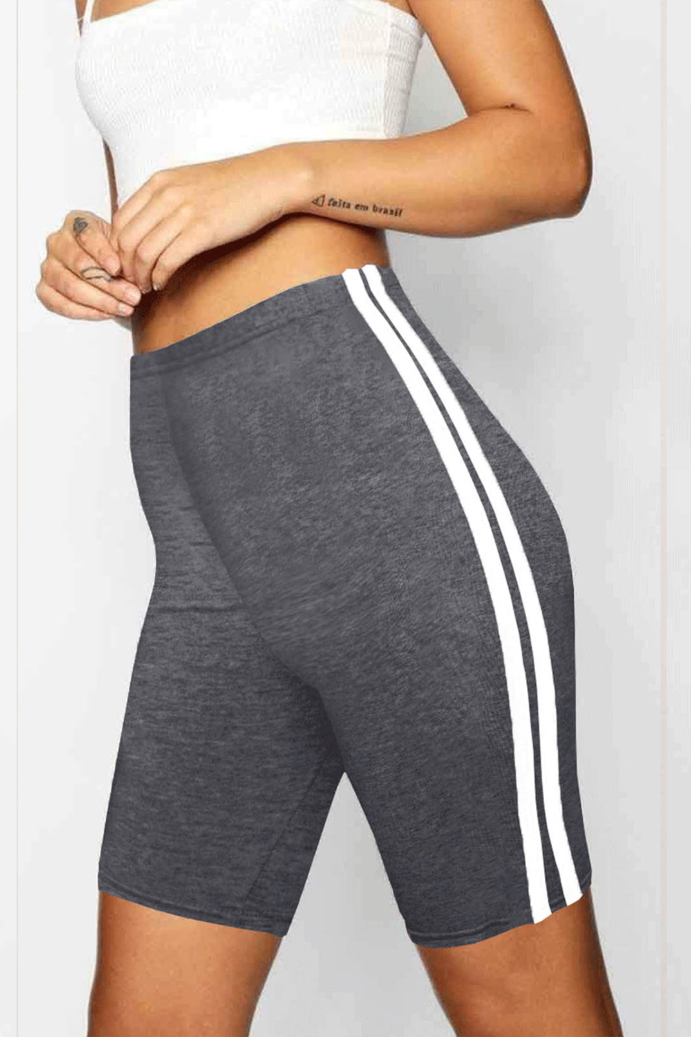 Monochrome Side Stripe Cycling Shorts - bejealous-com