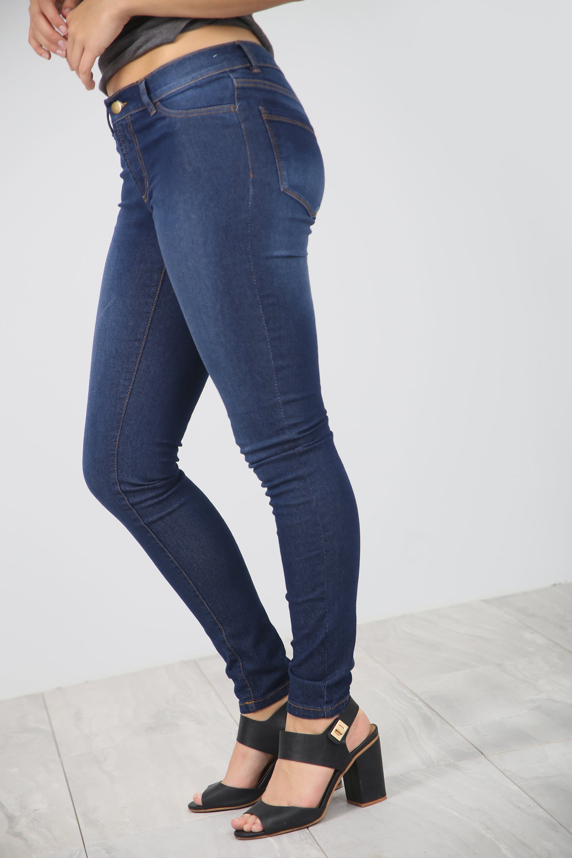 High Waist Blue Dark Wash Denim Jeans - bejealous-com