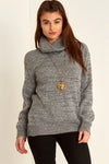 Long Sleeve Grey Roll Neck Knitted Jumper - bejealous-com