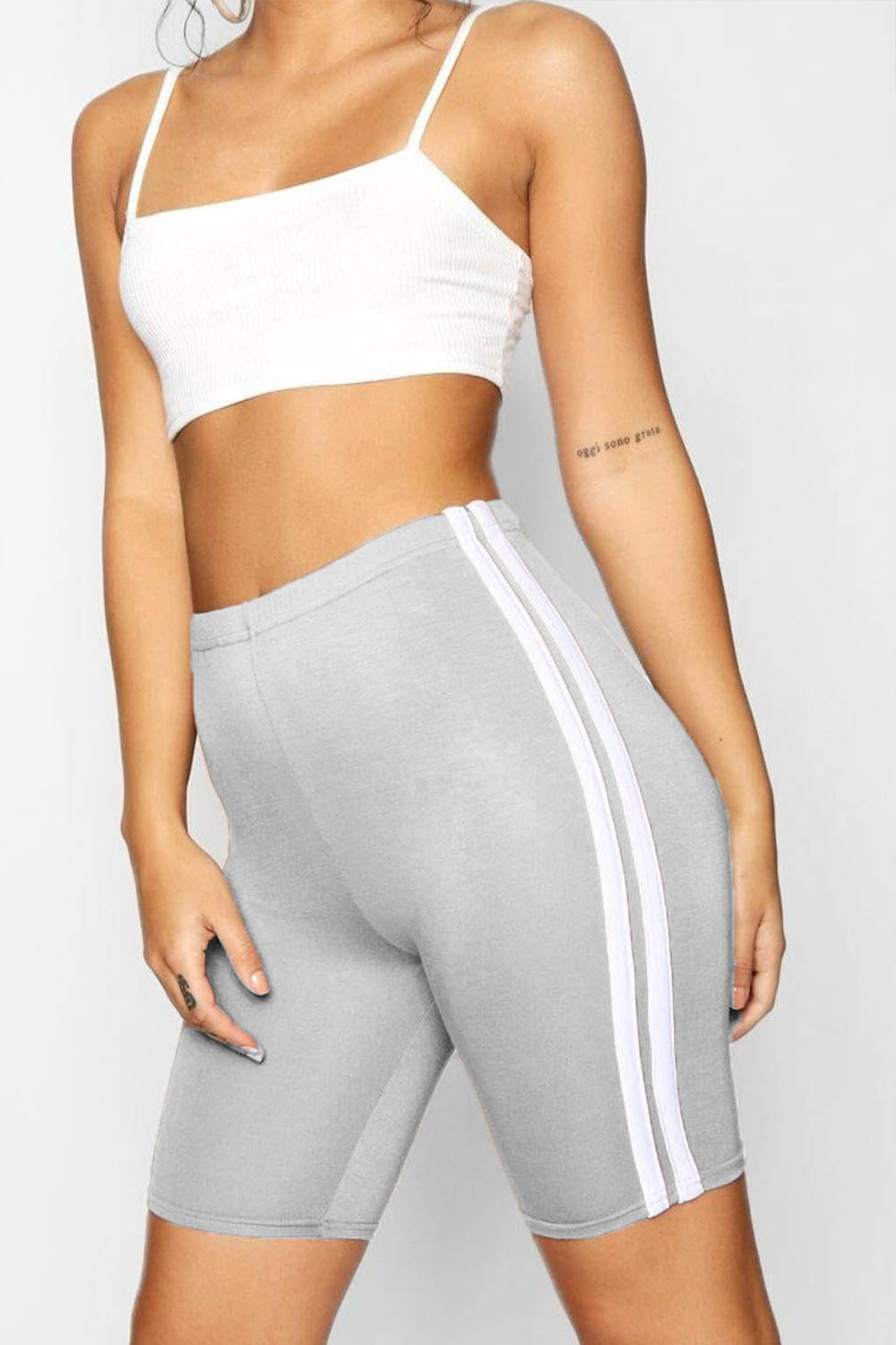 Monochrome Side Stripe Cycling Shorts - bejealous-com