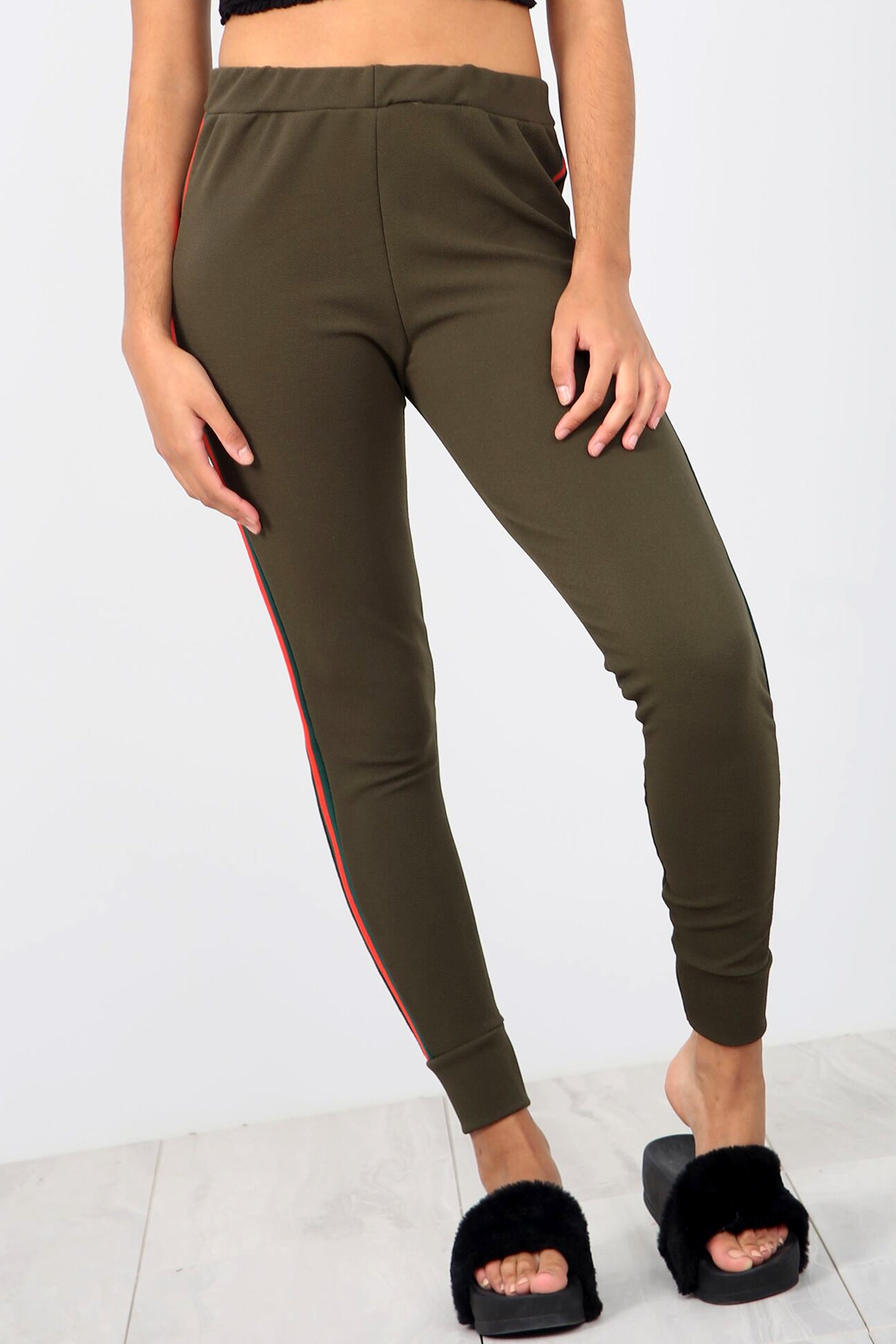 High Waist Side Stripe Narrow Leg Trousers - bejealous-com