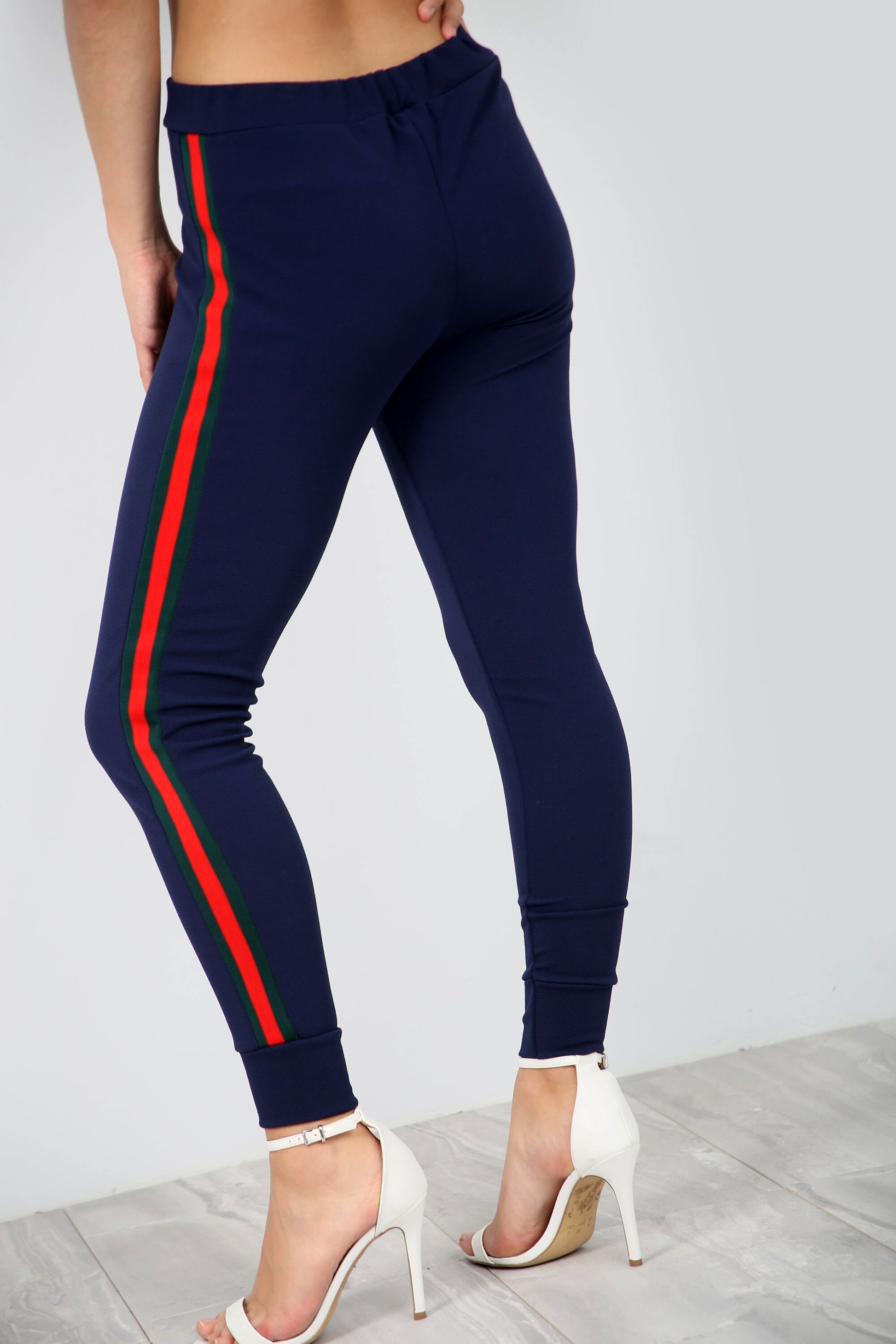 High Waist Side Stripe Narrow Leg Trousers - bejealous-com