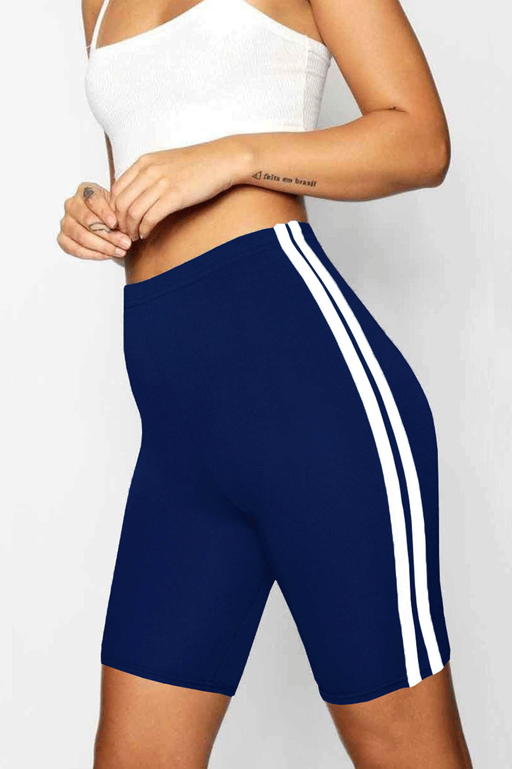 Monochrome Side Stripe Cycling Shorts - bejealous-com