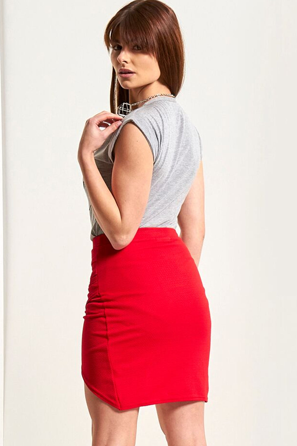 High Waisted Ribbed Red Mini Wrap Skirt - bejealous-com