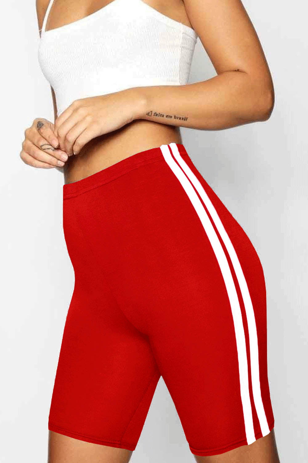 Monochrome Side Stripe Cycling Shorts - bejealous-com