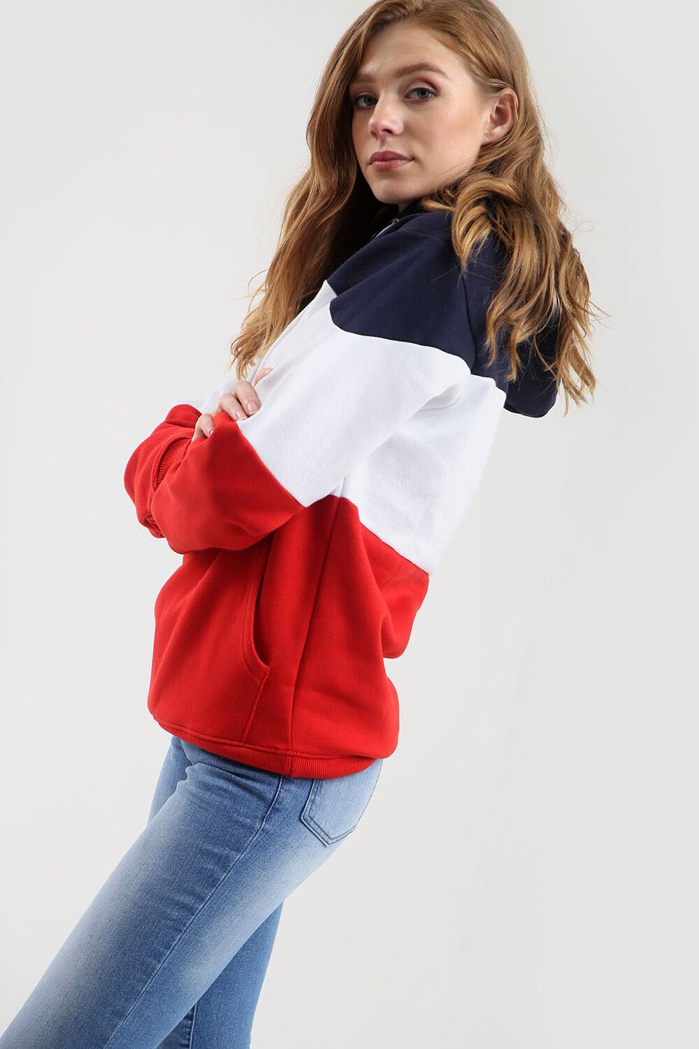 Colour Block Striped Hooded Sweatshirt - bejealous-com