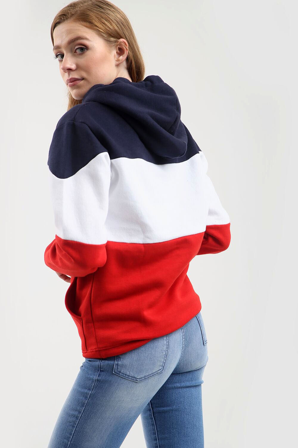 Colour Block Striped Hooded Sweatshirt - bejealous-com