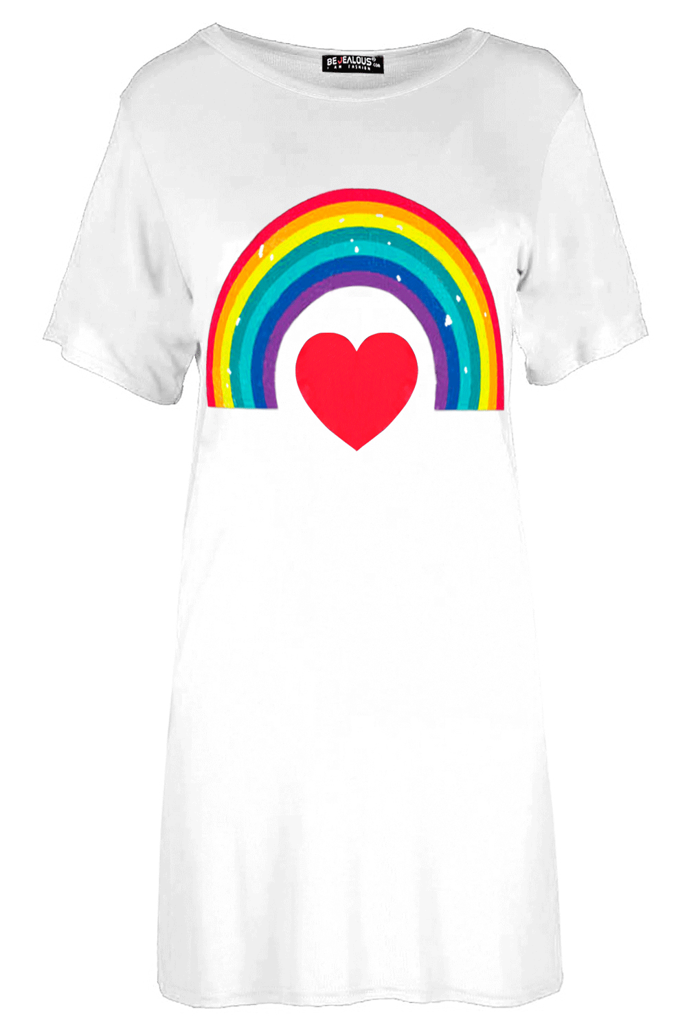 Ruby Rainbow Heart Oversized Baggy T-Shirt Dress