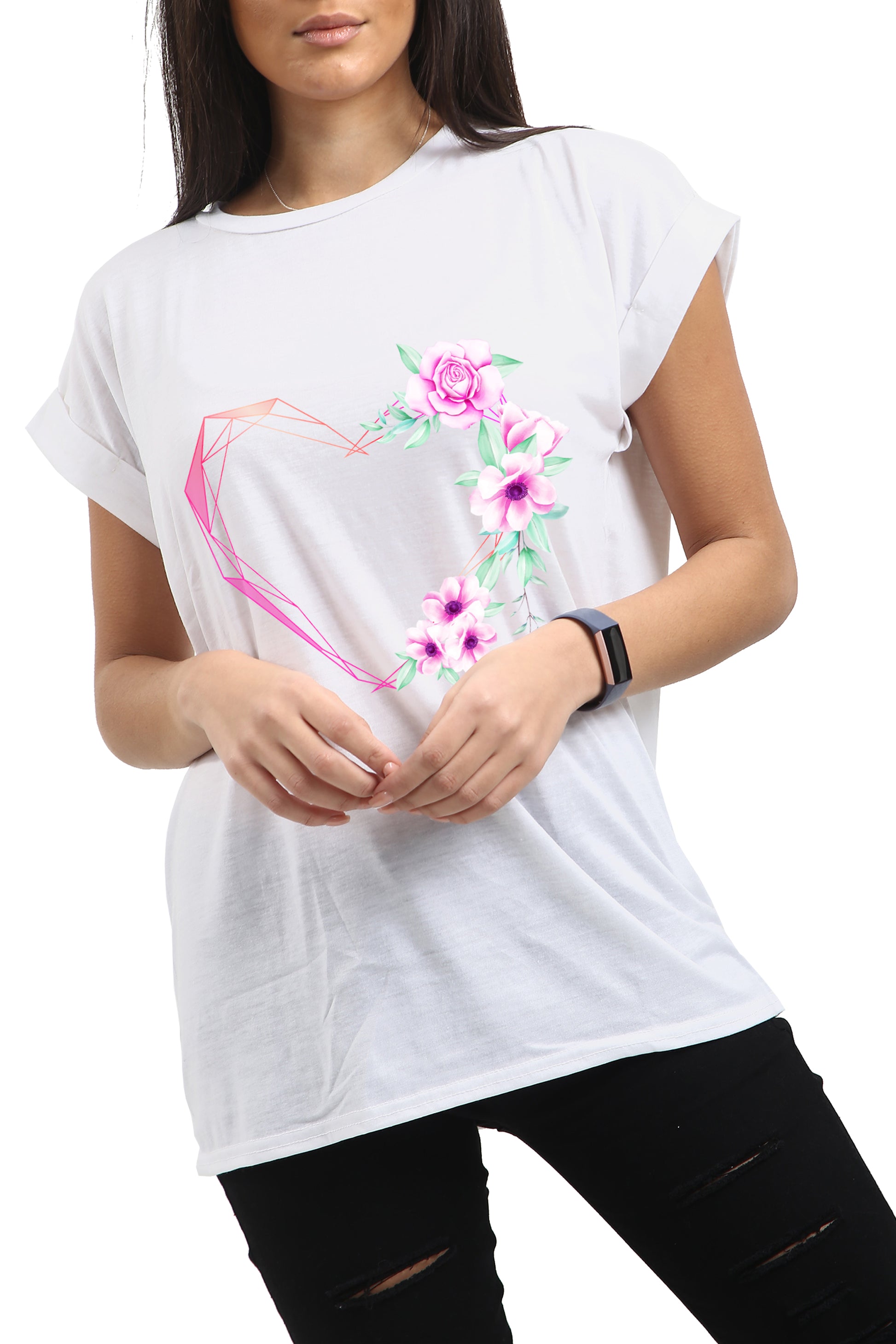 Jane Floral Heart Printed Basic Top