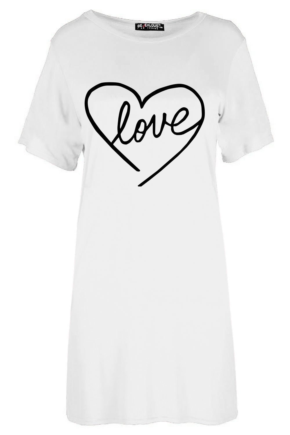 Ruby Love Heart Oversized Baggy T-Shirt Mini Dress