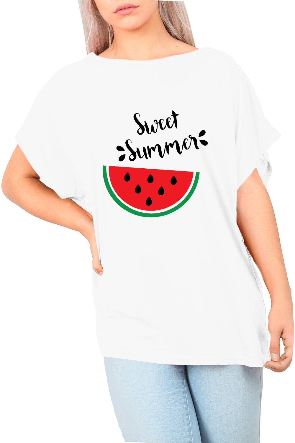 Skyla Sweet Summer Printed Batwing One Shoulder Top