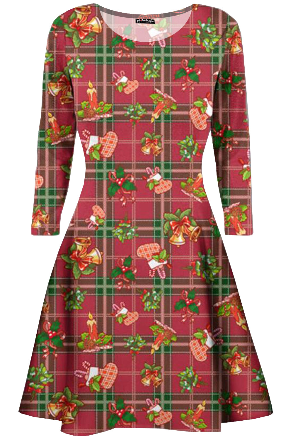 Lily Long Sleeve Christmas Print Swing Dress