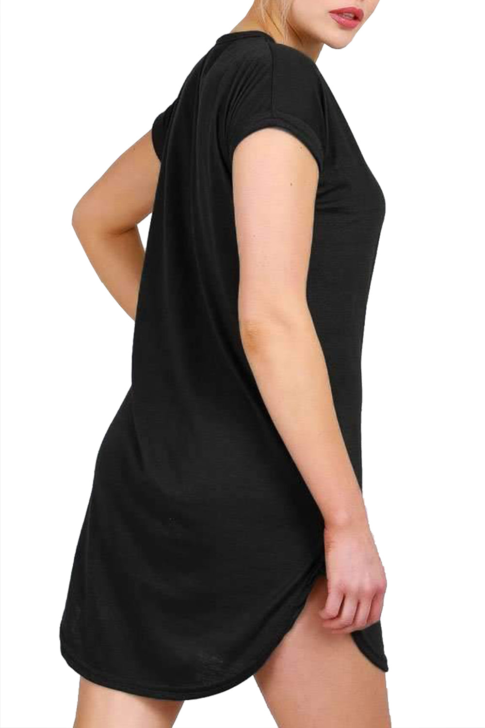 Rhea Two Heart Floral Curved Hem T Shirt Dress