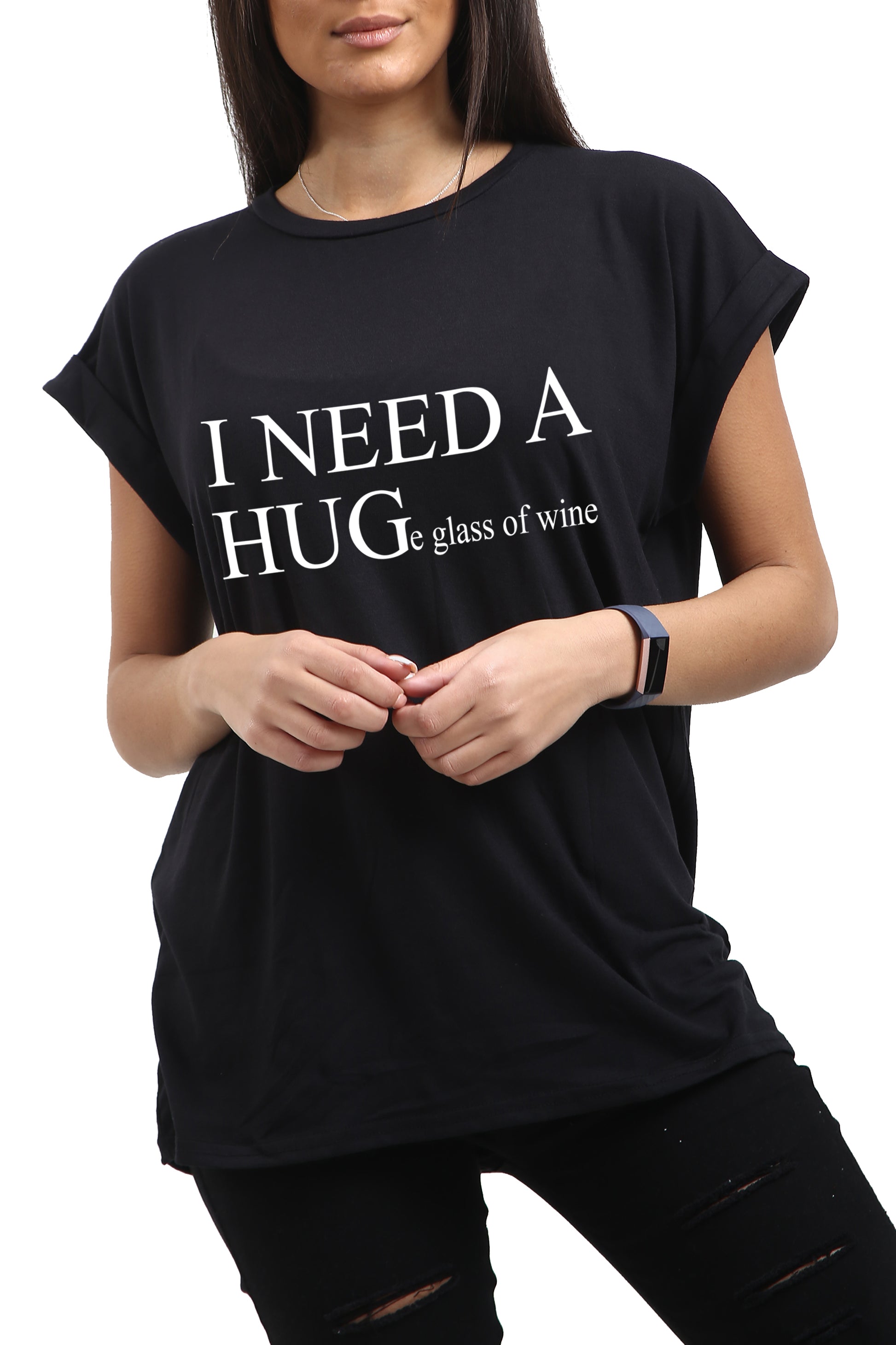 Kelly I NEED A HUG Printed Basic Top