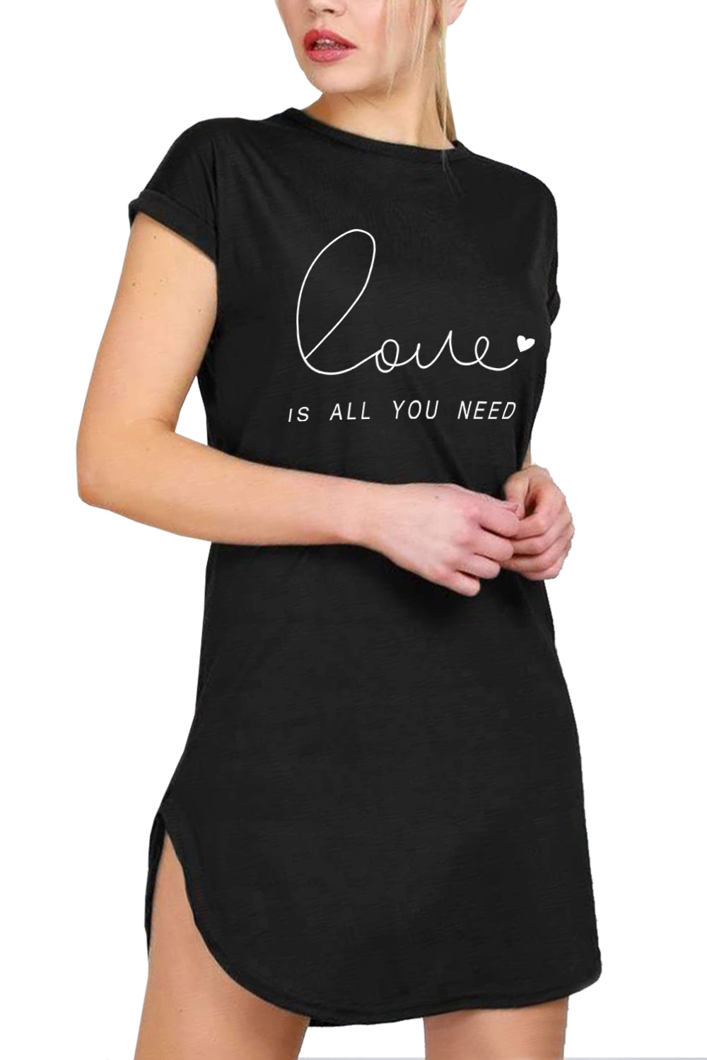 Norah Love Printed Curved Hem TShirt Dress