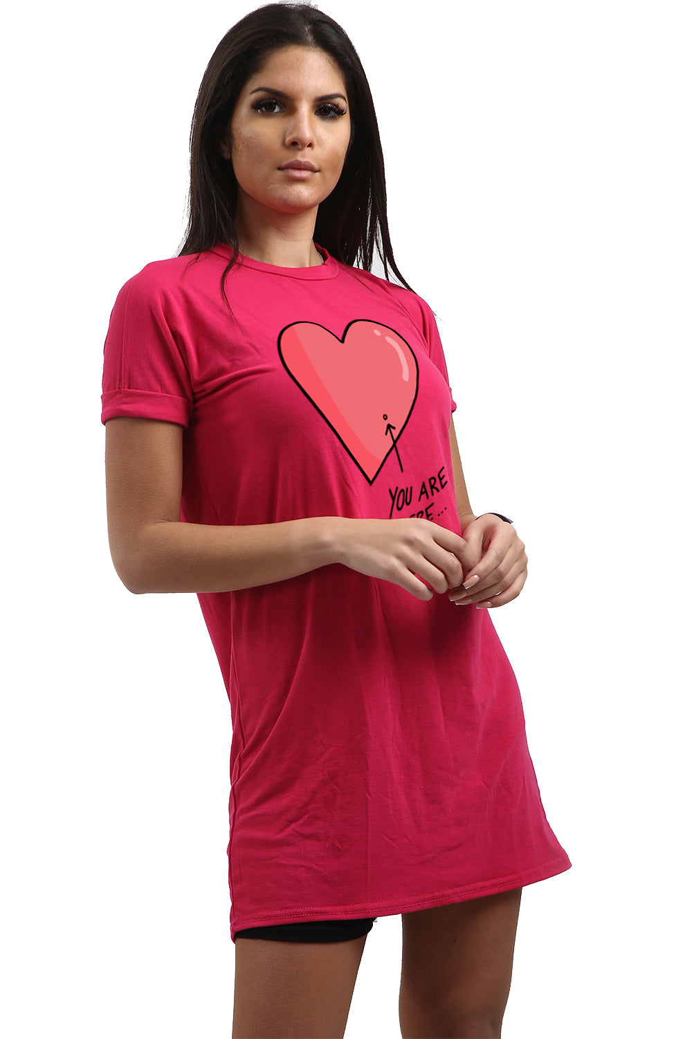 Dani You Are Here Heart Tunic T Shirt Dress