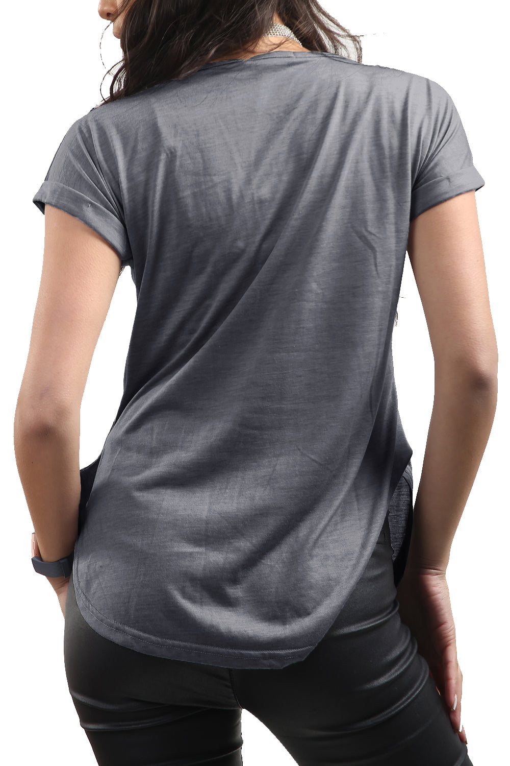 Rita Sun Printed Curved Hem Basic Top
