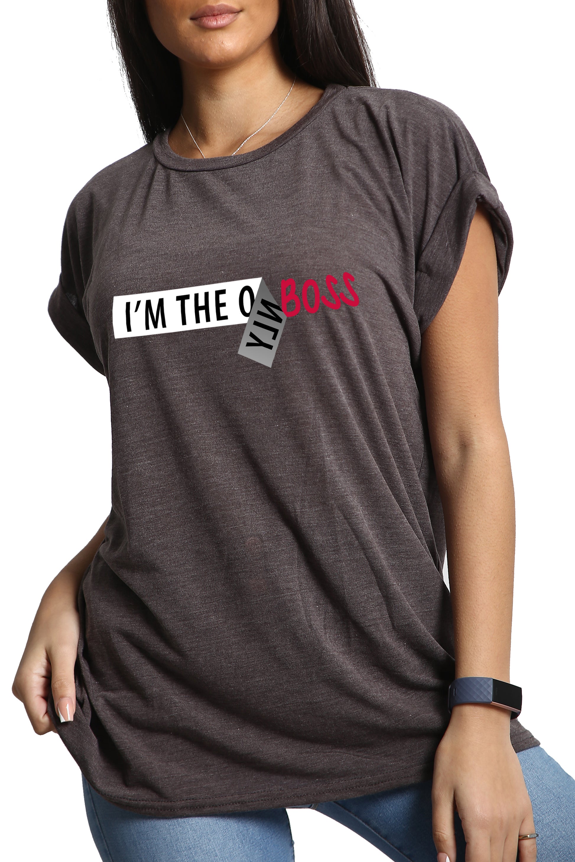 Esme I'M THE BOSS Printed Basic Top