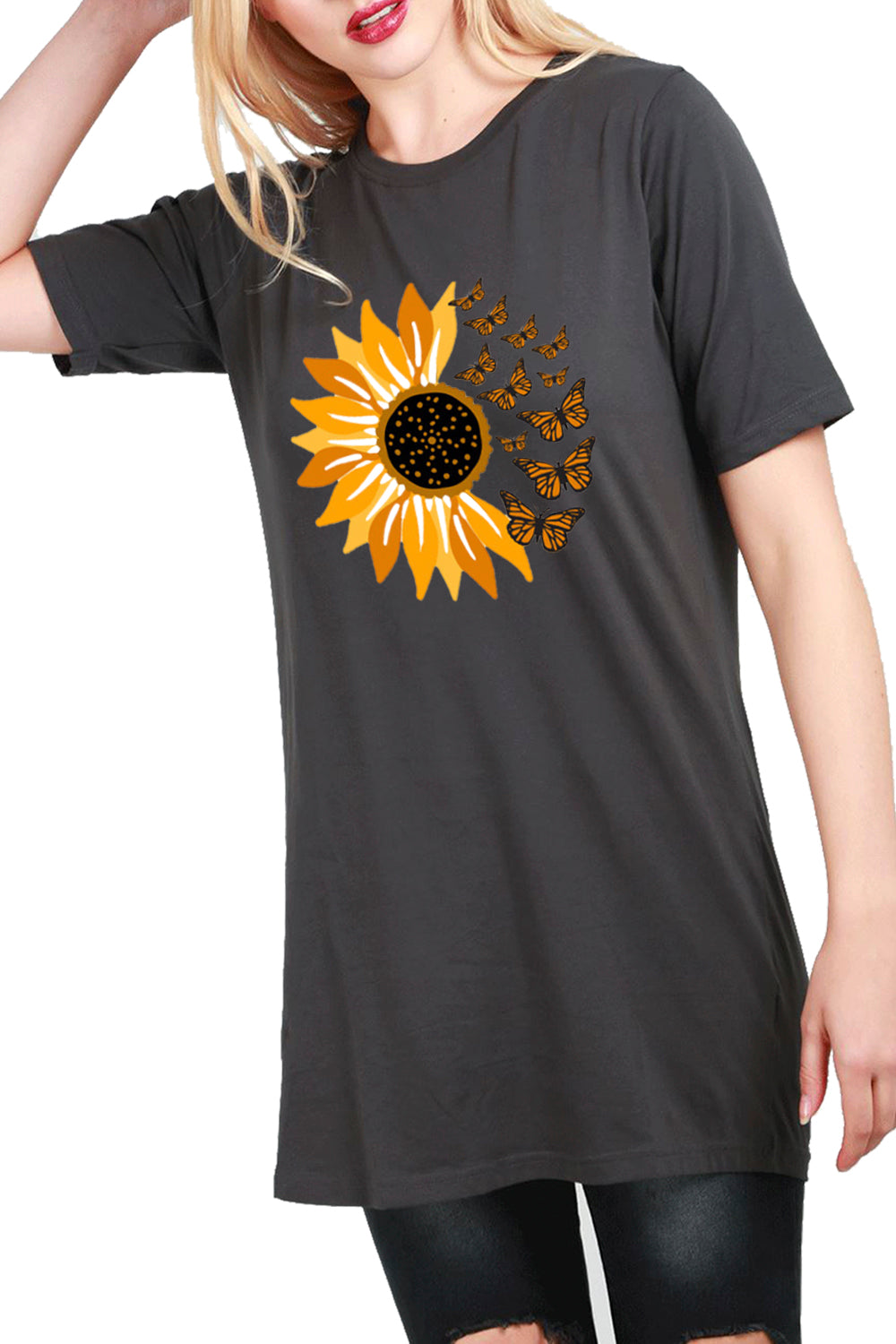 Lina Sunflower Butterfly Baggy T Shirt Dress