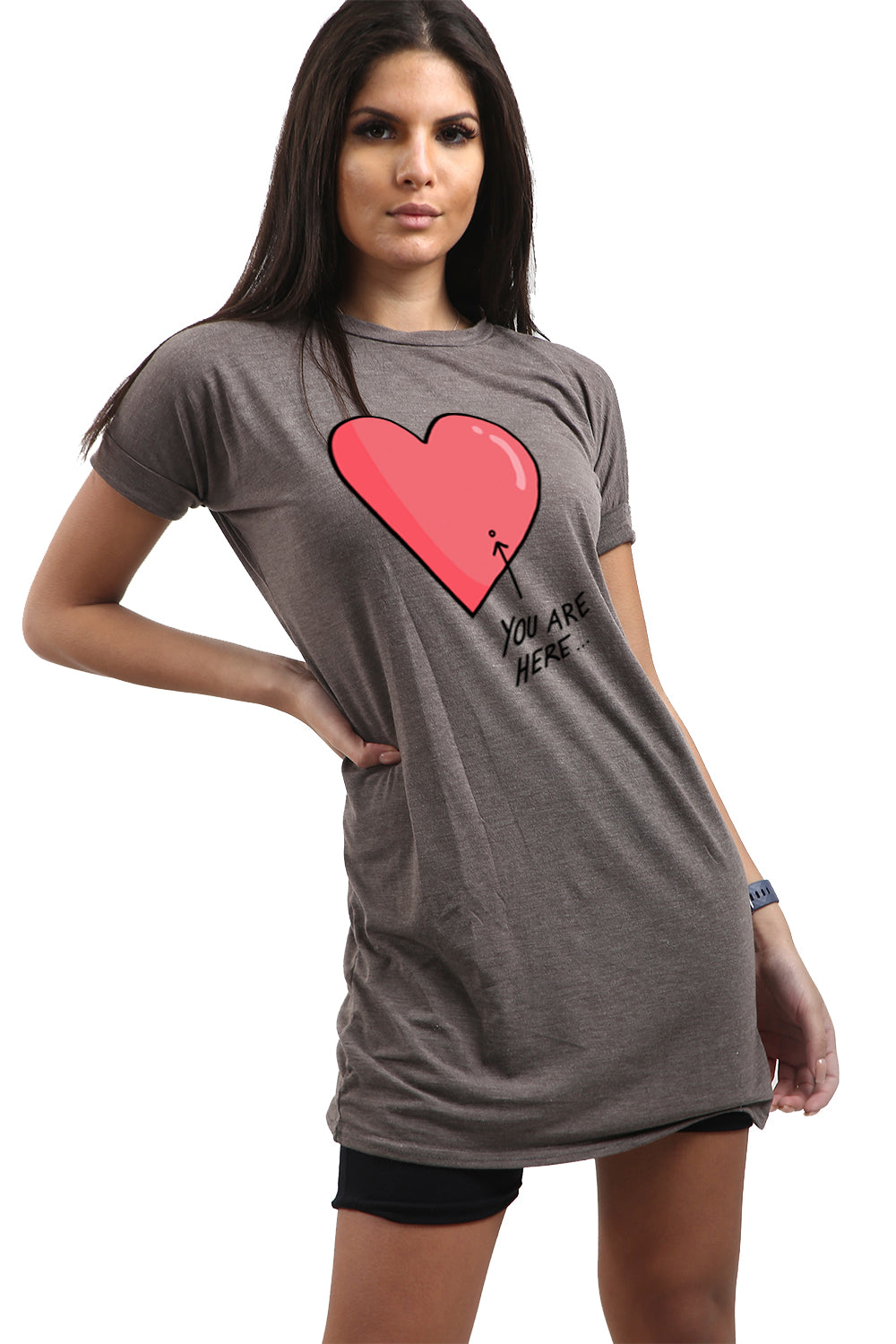 Dani You Are Here Heart Tunic T Shirt Dress