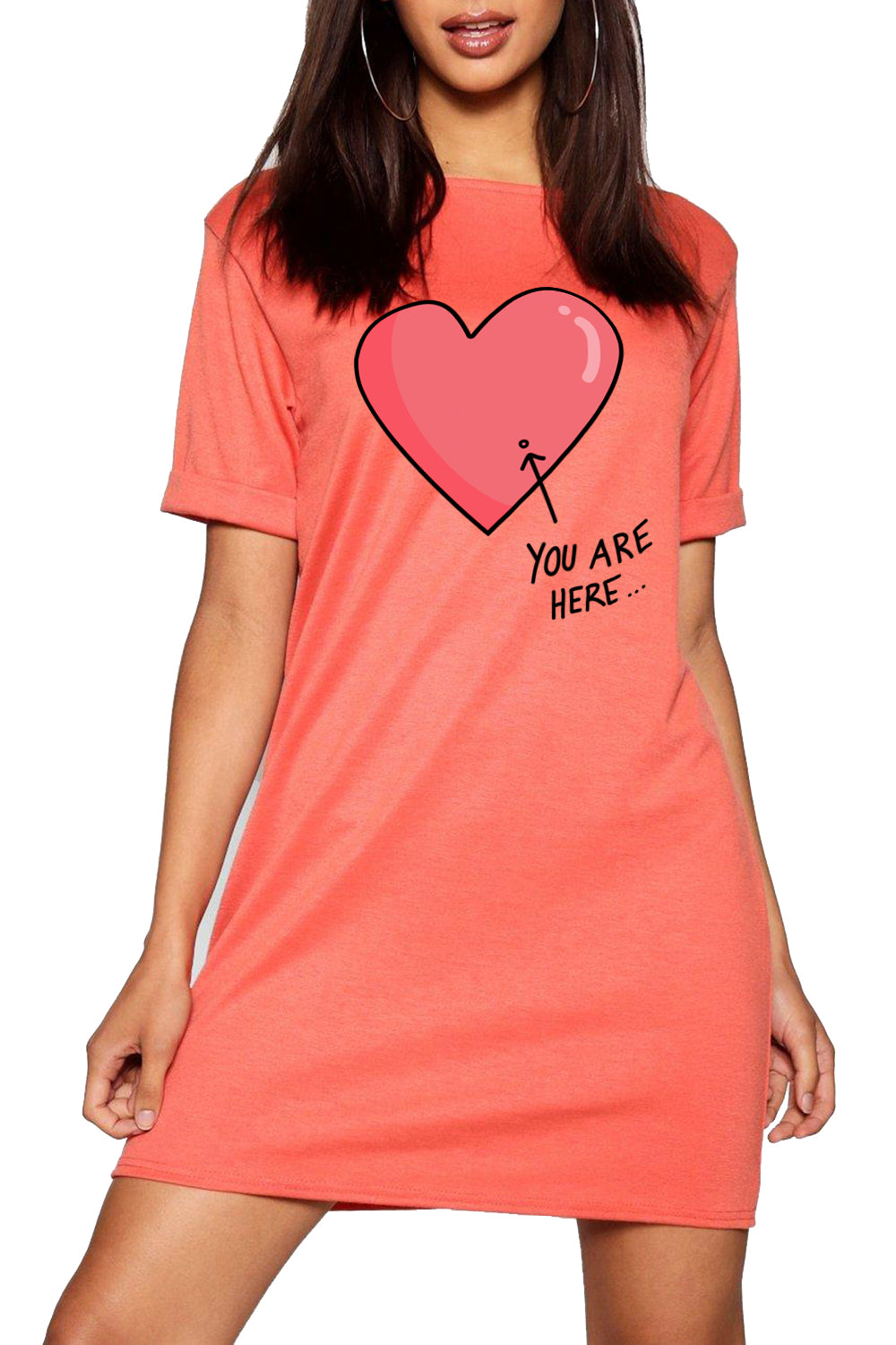 Dani You Are Here Heart Tunic T Shirt Dress