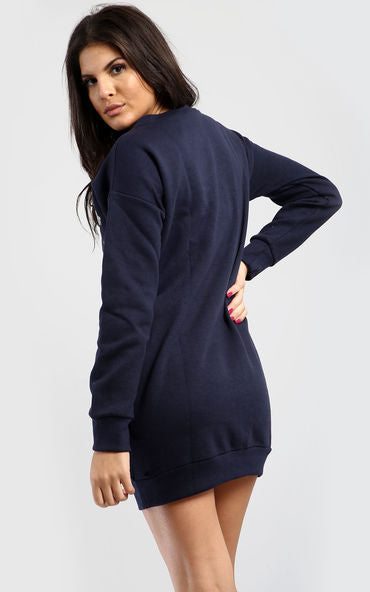 Long Sleeve Christmas Reindeer Jumper Dress