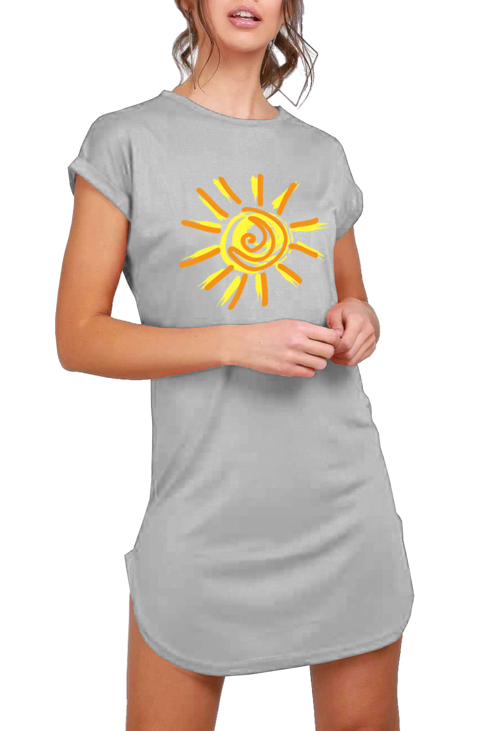 Ruth Sun Printed Curved Hem T Shirt Dress