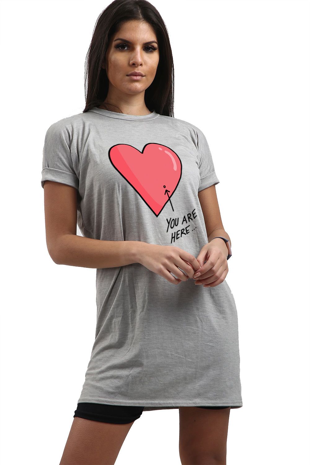 Dani You Are Here Heart Tunic T Shirt Dress