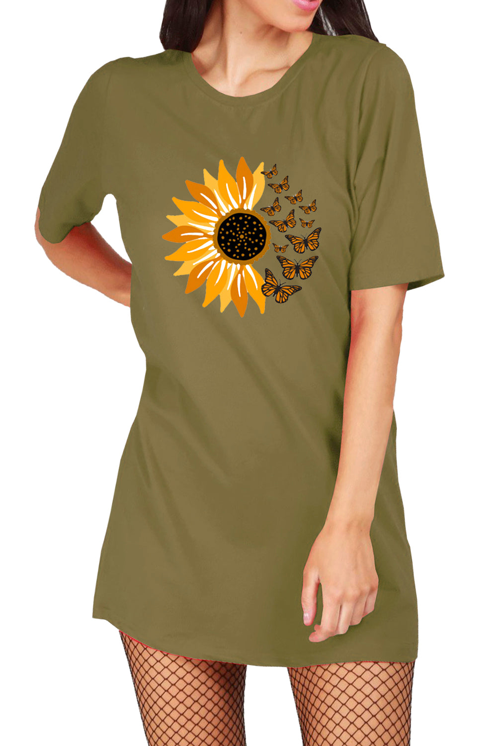 Lina Sunflower Butterfly Baggy T Shirt Dress
