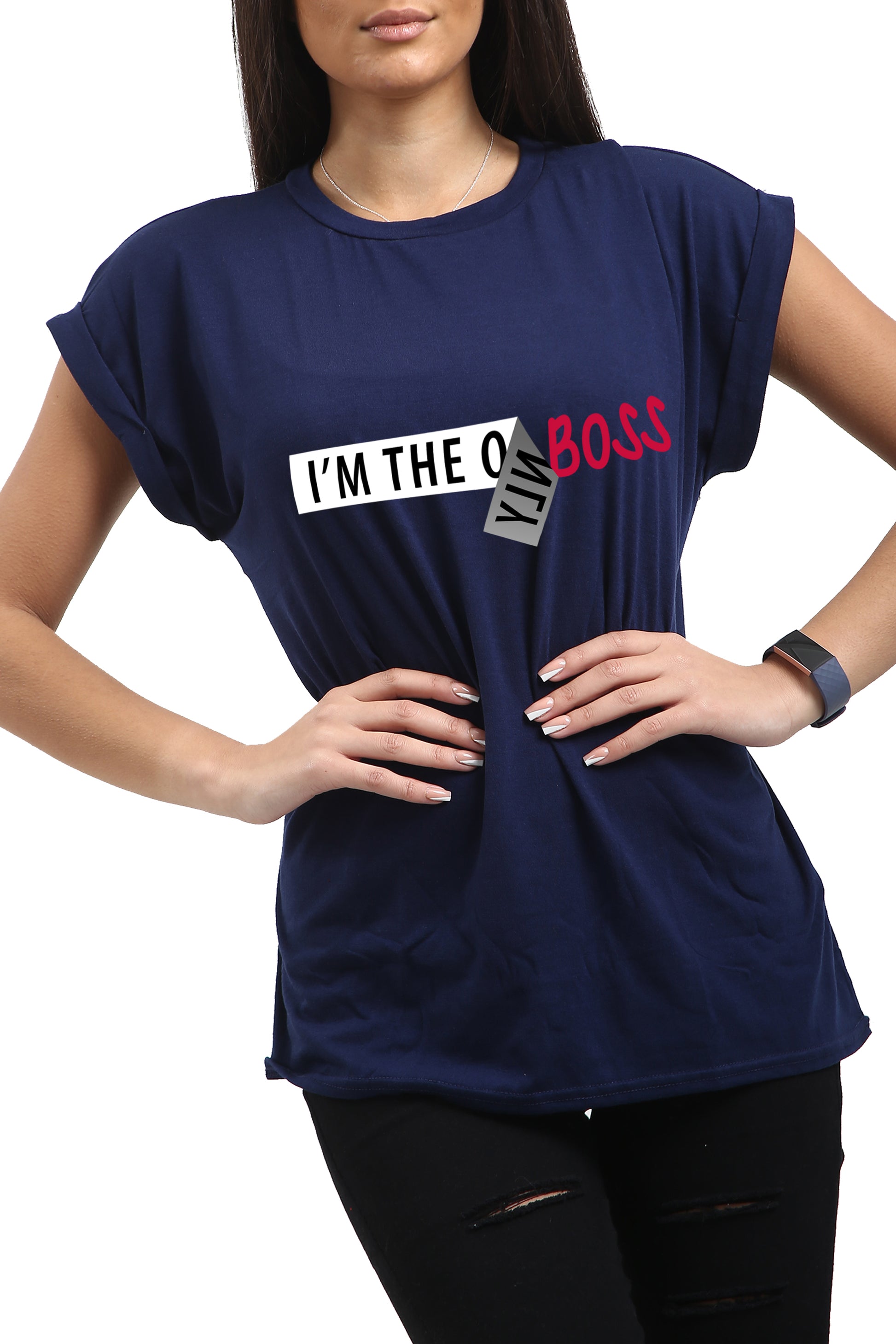 Esme I'M THE BOSS Printed Basic Top