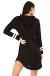 Alaskia Striped Sleeve Hooded Tshirt Dress - bejealous-com