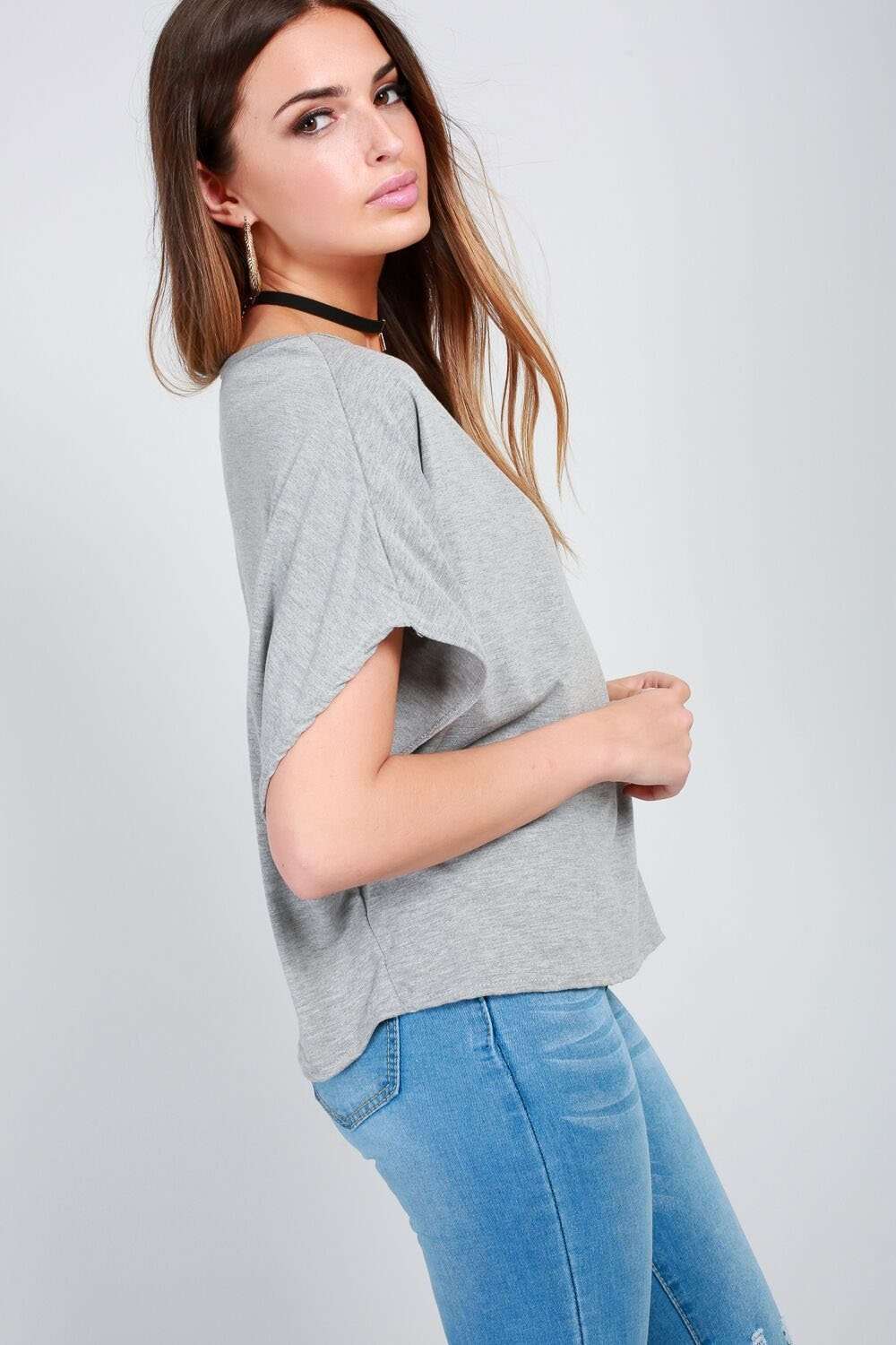 Alliah Baggy Cropped Plain Jersey Tshirt - bejealous-com