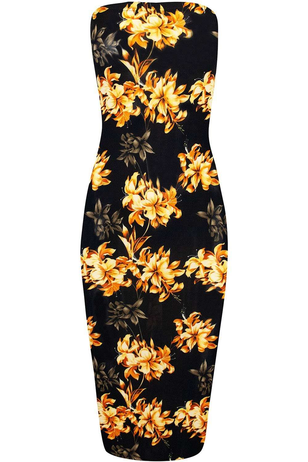 Bandeau Red Floral Print Midi Tube Dress - bejealous-com