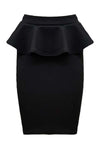 Black High Waisted Peplum Frill Midi Pencil Skirt - bejealous-com