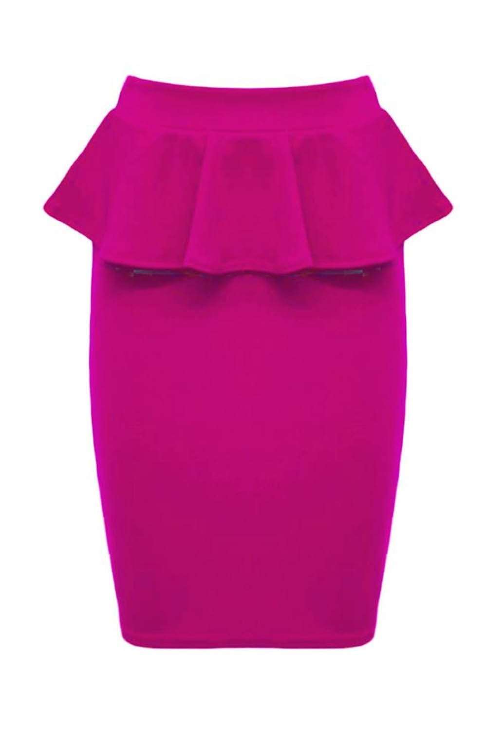 Black High Waisted Peplum Frill Midi Pencil Skirt - bejealous-com