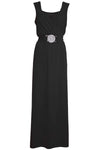 Black Wrap Front Beaded Belt Floaty Maxi Dress - bejealous-com