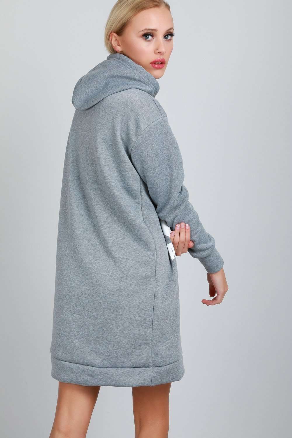 Long Sleeve New York Slogan Print Sweatshirt Dress - bejealous-com