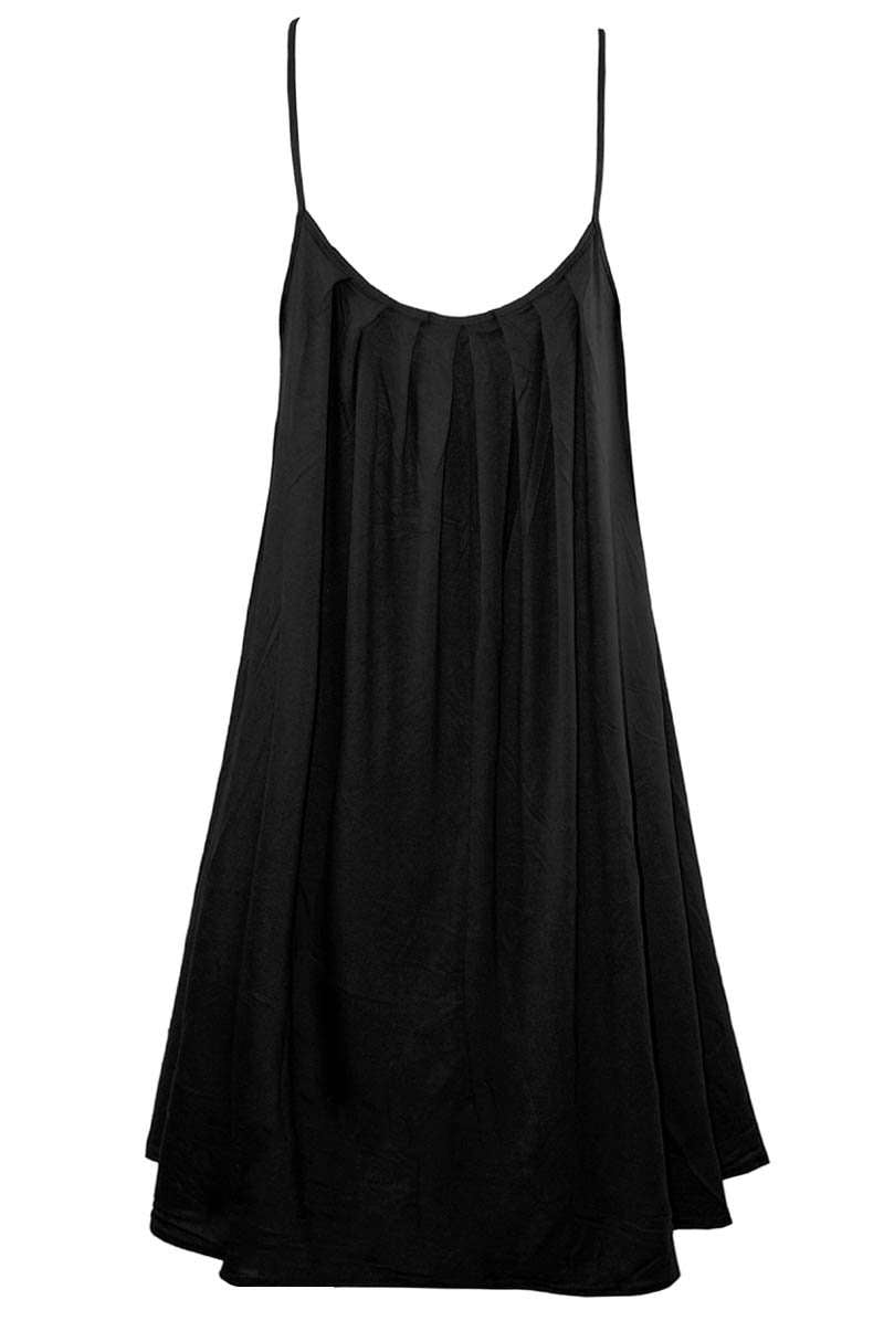 Cami Strappy Grey Pleated Midi Swing Dress - bejealous-com