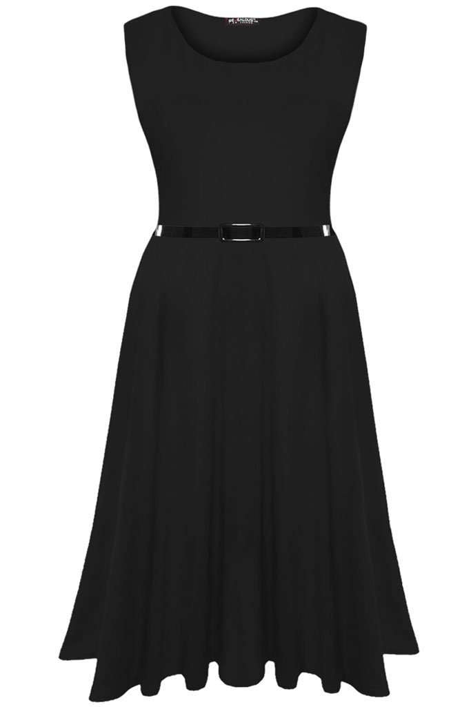 Cammie Sleeveless Floaty Midi Skater Dress - bejealous-com