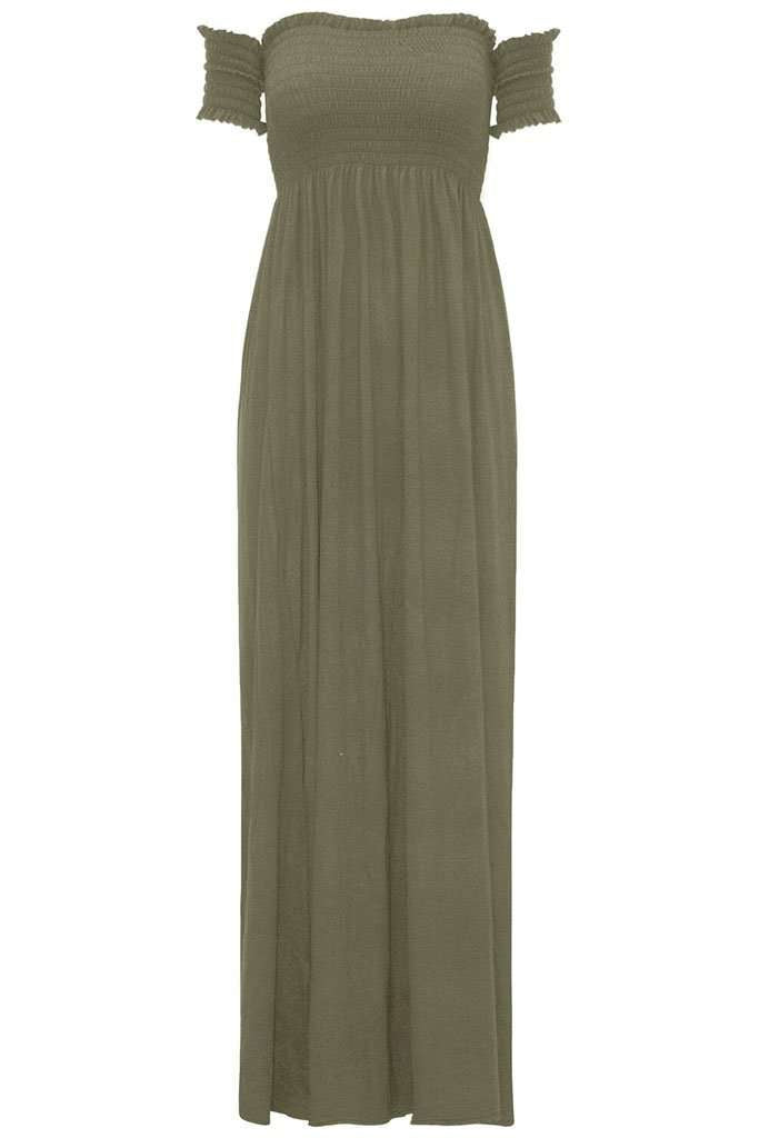 Carlie Off Shoulder Ruched Maxi Dress - bejealous-com