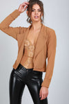 Cheslie Long Sleeve Cropped Belted Jacket - bejealous-com