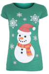 Christmas Snowman Print Cap Sleeve Tshirt - bejealous-com