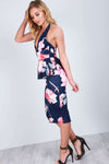 Daisy Peplum Frill Floral Halterneck Midi Dress - bejealous-com