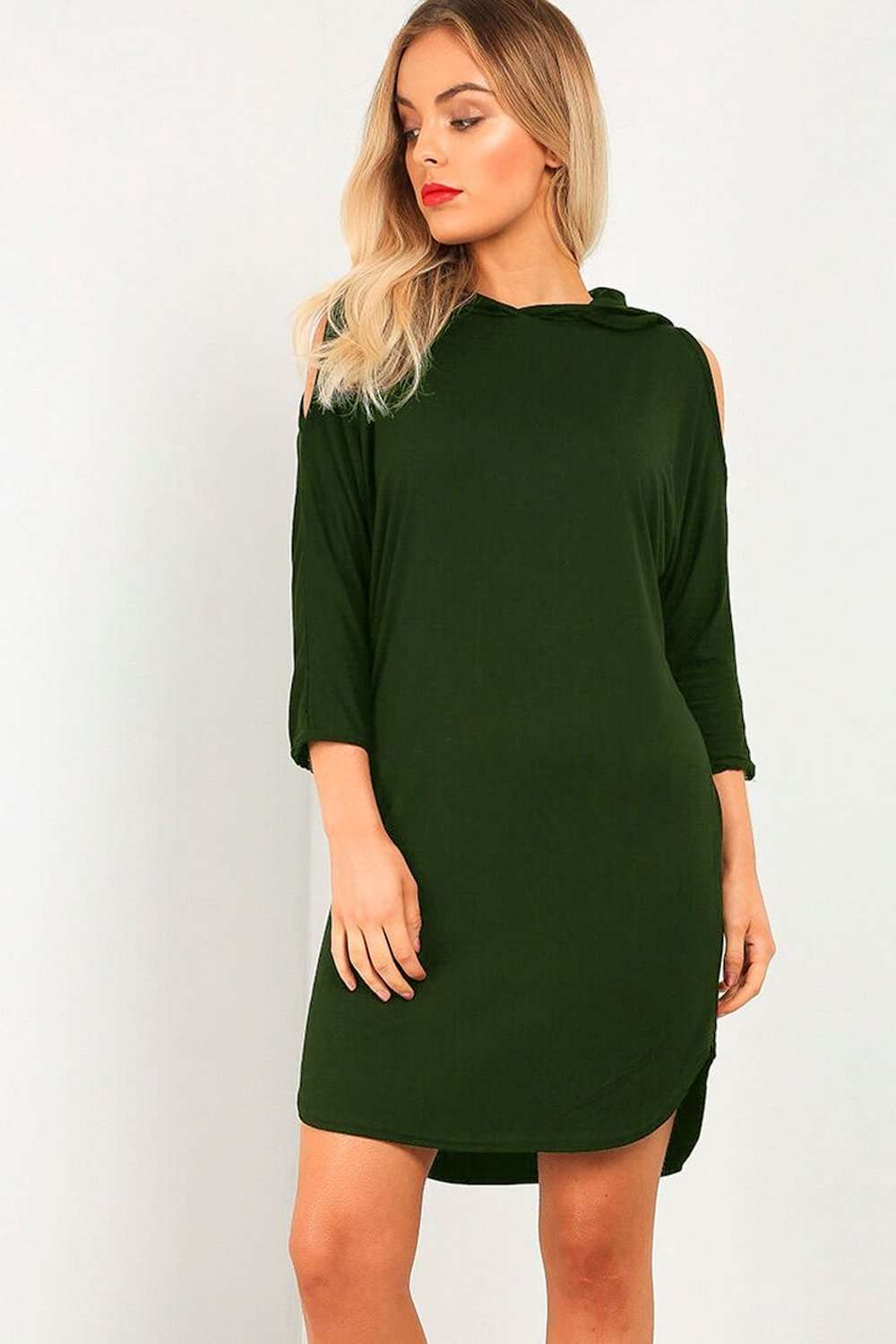 Daliah Cold Shoulder Basic Sweater Dress - bejealous-com